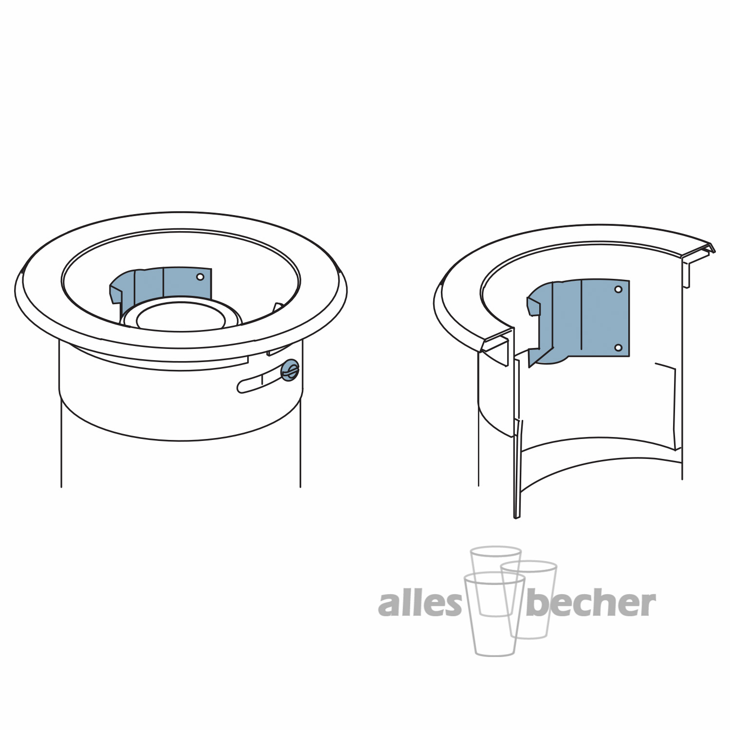 Becherspender Theke Horizontal 950-1.350ml